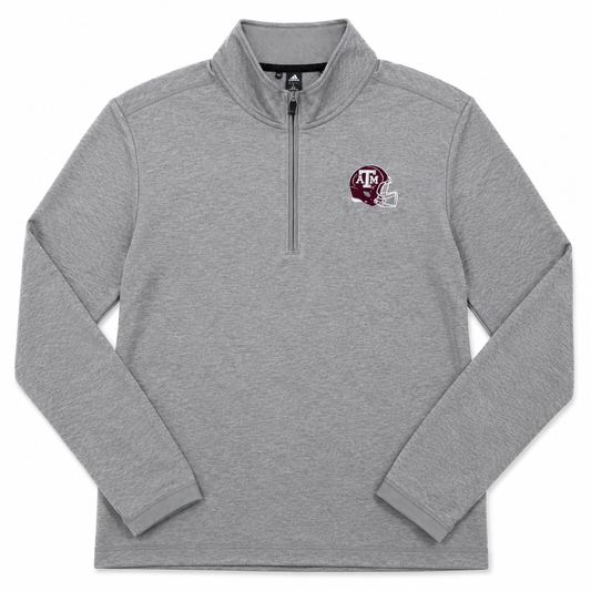 Aggie Football Coaches Exclusive Grey Adidas Long Sleeve Quarter Zip