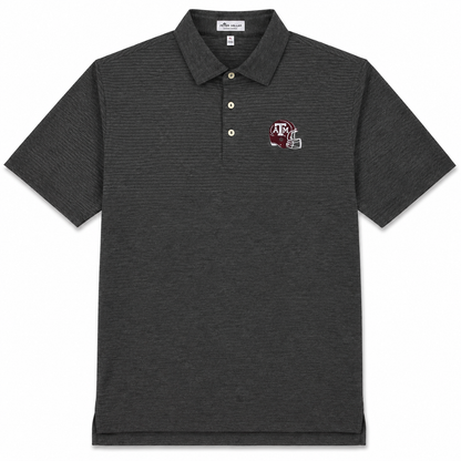 Aggie Football Coaches Exclusive Peter Millar Dark Grey Lined Polo