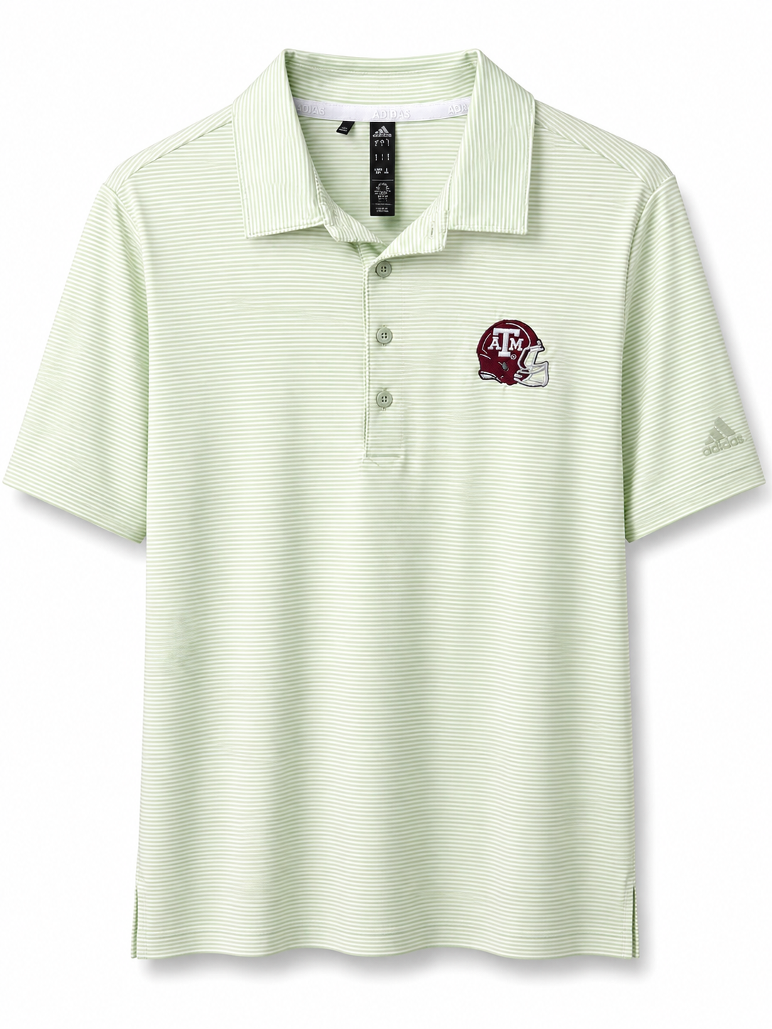 Aggie Football Coaches Exclusive Green Adidas Striped Polo (New Arrival)