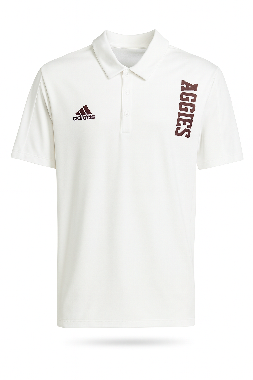 Aggie Football Issued White Adidas Polo