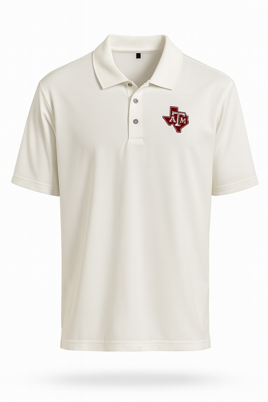 Aggie Football Issued White Adidas Polo