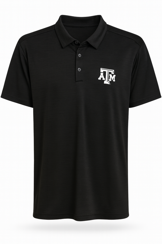 Aggie Football Issued Black Adidas Polo