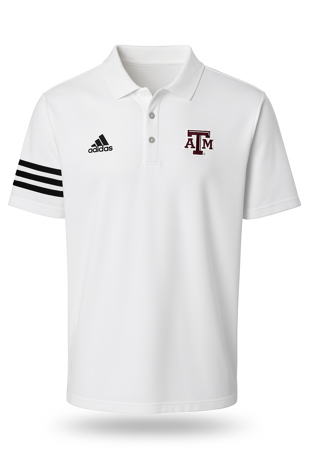 Aggie Football Issued White Adidas Polo (New Arrival)