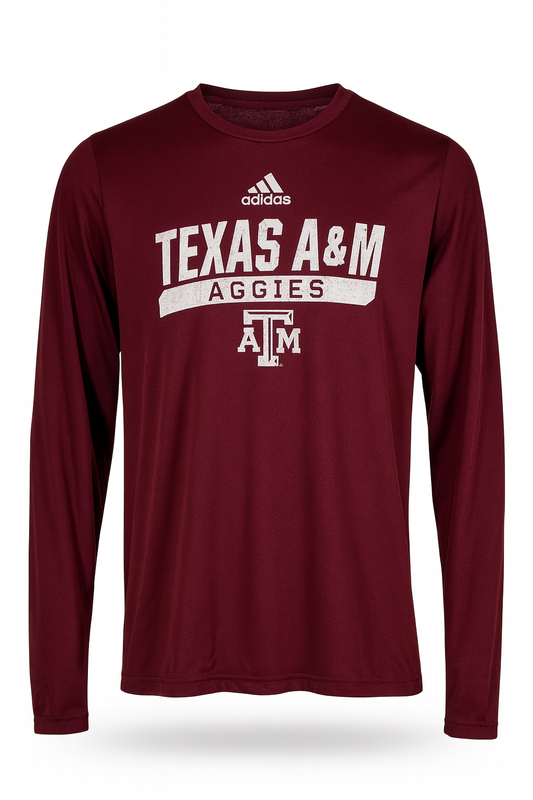 Aggie Football Issued Maroon Adidas Long Sleeve T-Shirt