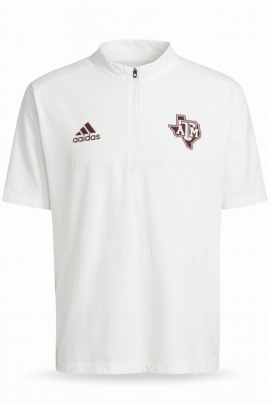 Aggie Football Issued White Adidas Windbreaker