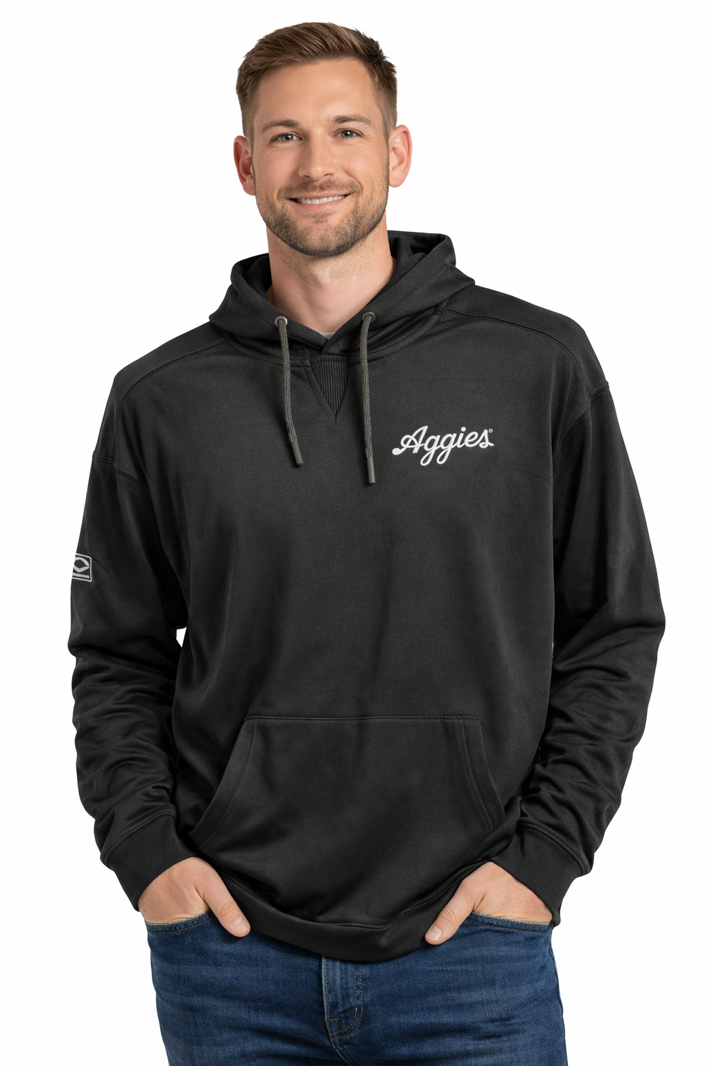 Aggie Baseball Exclusive Black Evo Shield Aggie Script Hoodie (New Arrival)