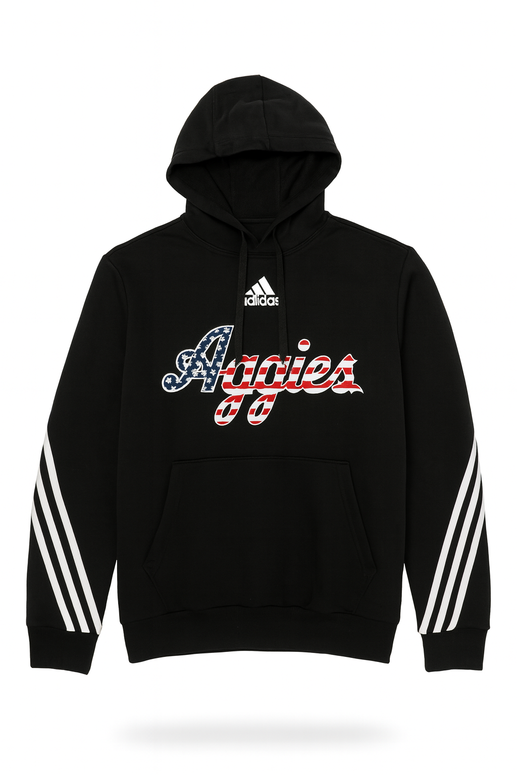 Aggie Football Coaches Issued Black Red, White, and Blue Aggie Script Hoodie (New Arrival)
