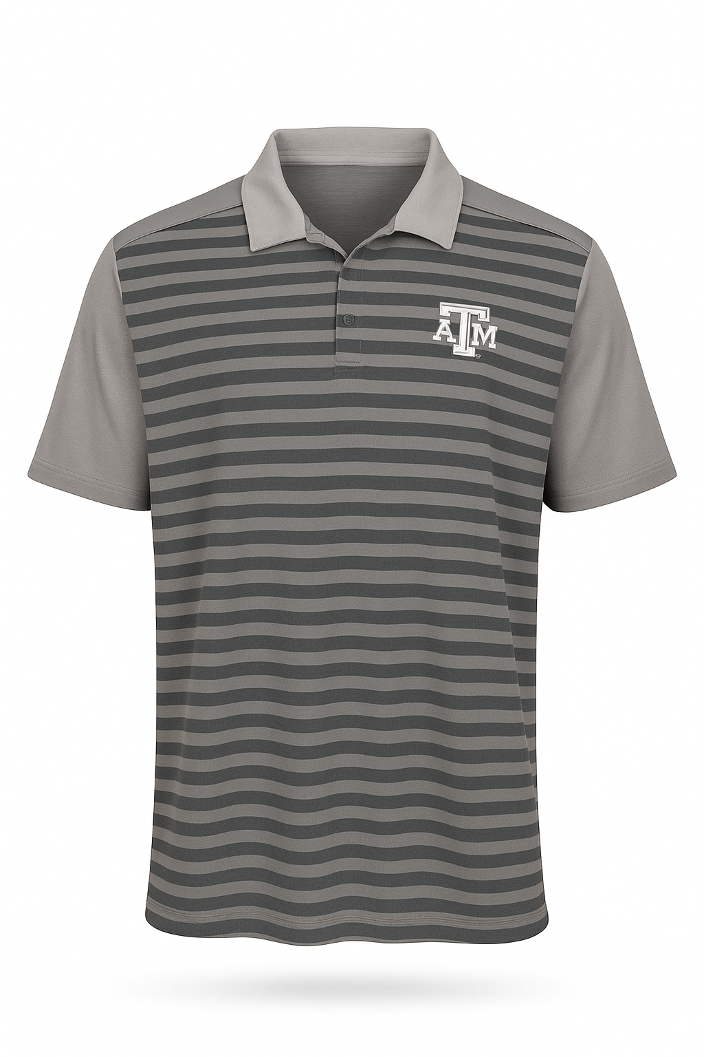 Aggie Football Coaches Issued Grey Stripped Adidas Polo (New Arrival)