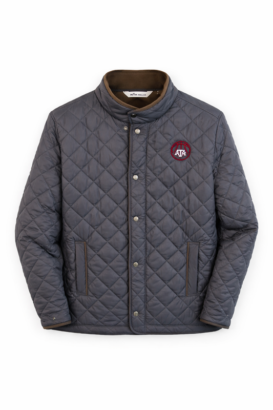 Aggie Basketball Exclusive Dark Grey Peter Millar Long Sleeve Puffer