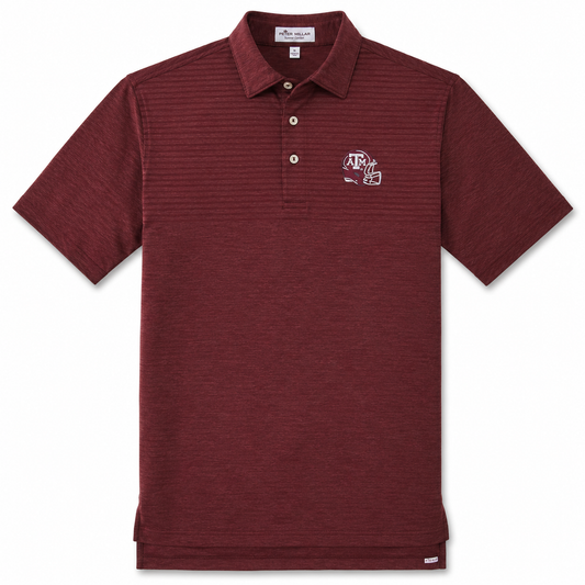 Aggie Coaches Exclusive Peter Millar Maroon Striped Polo (New Arrival)