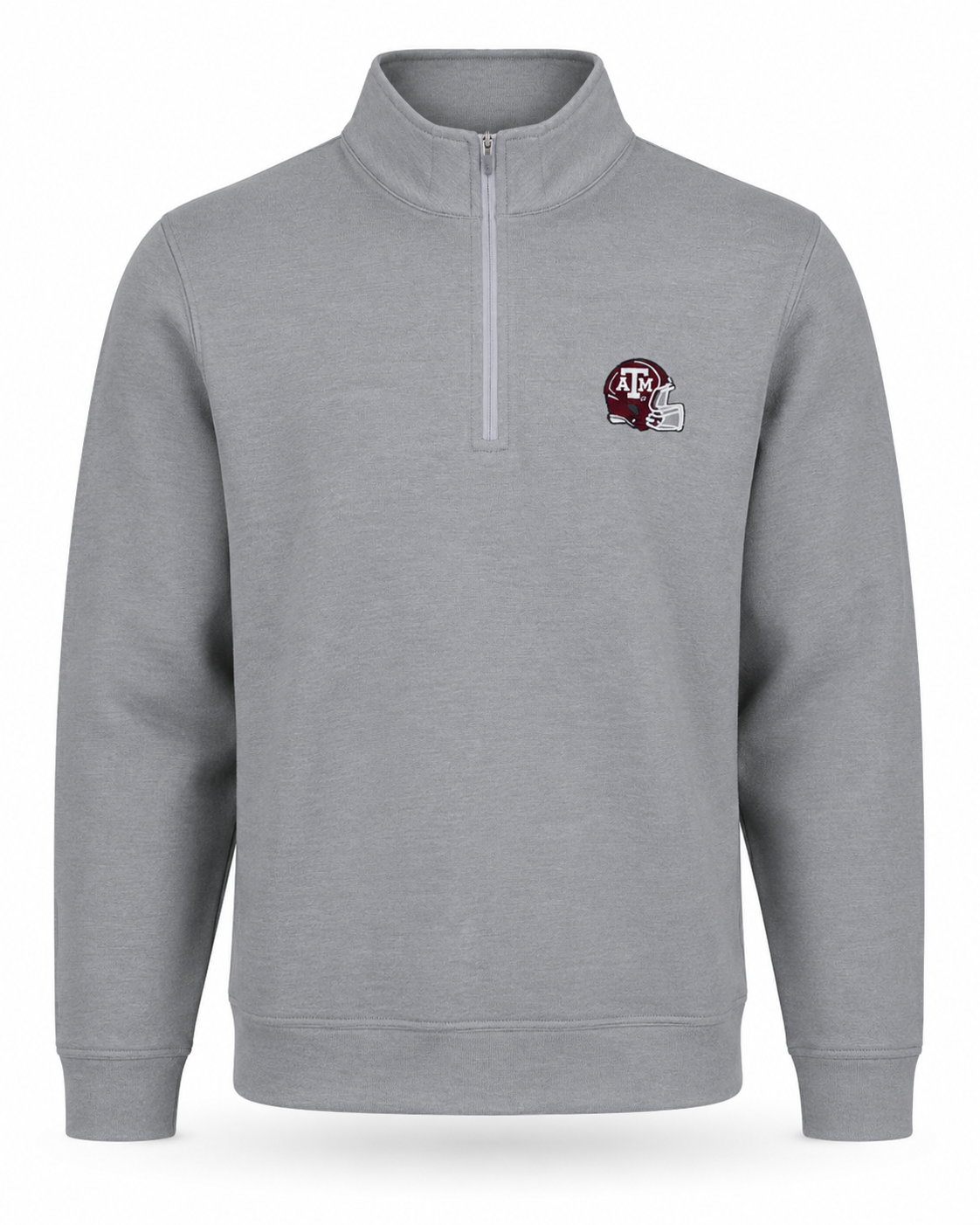Aggie Football Coaches Exclusive Peter Millar Light Grey Long Sleeve Quarter Zip (Dri Fit)