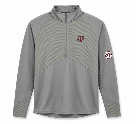 Aggie Football Coaches Exclusive Grey Adidas Quarter Zip (SEC Patch) (New Arrival)