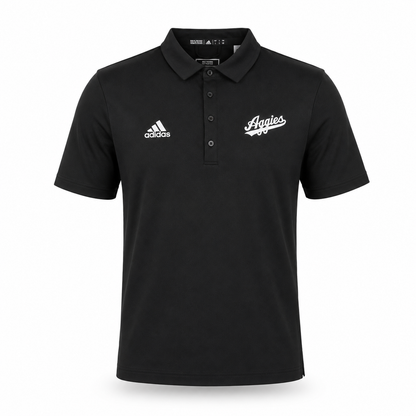 Aggie Football Coaches Exclusive Black Aggie Script Adidas Polo