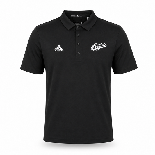 Aggie Football Coaches Exclusive Black Aggie Script Adidas Polo