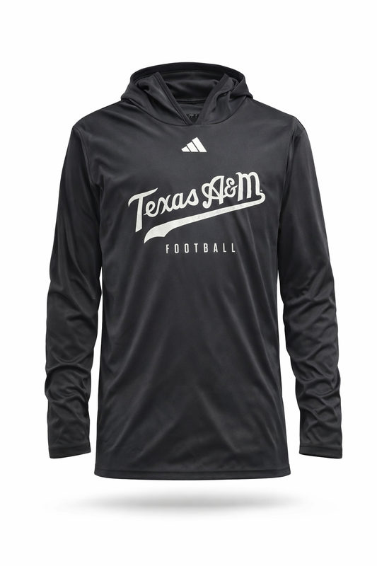 Aggie Football Exclusive Black Adidas Script Hoodie (New Arrival)