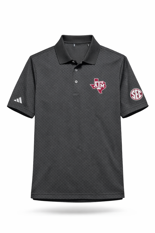 Aggie Football Coaches Exclusive Black Speckled Polo (SEC Patch) (New Arrival)
