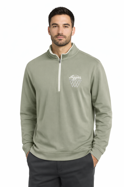 Aggie Basketball Exclusive Olive Green Aggie Script Adidas Quarter Zip (New Arrival)