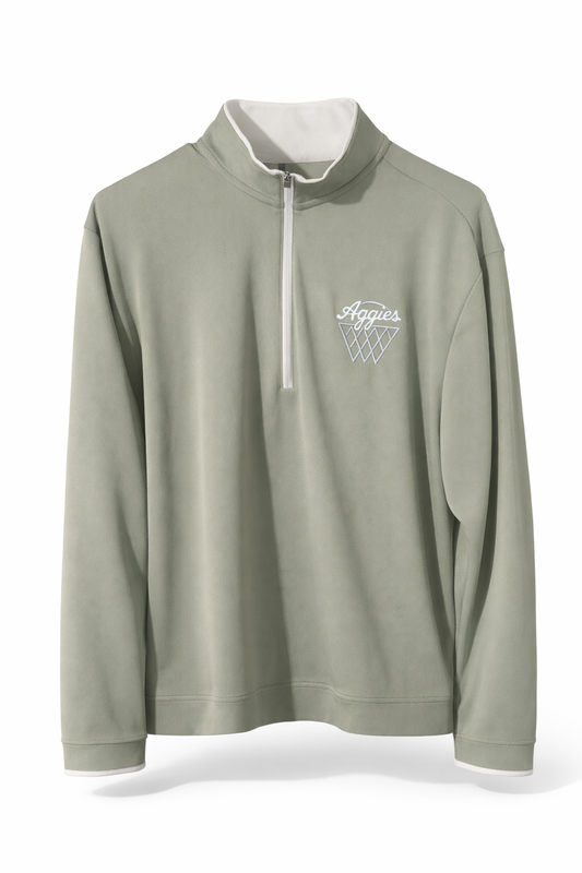Aggie Basketball Exclusive Olive Green Aggie Script Adidas Quarter Zip (New Arrival)