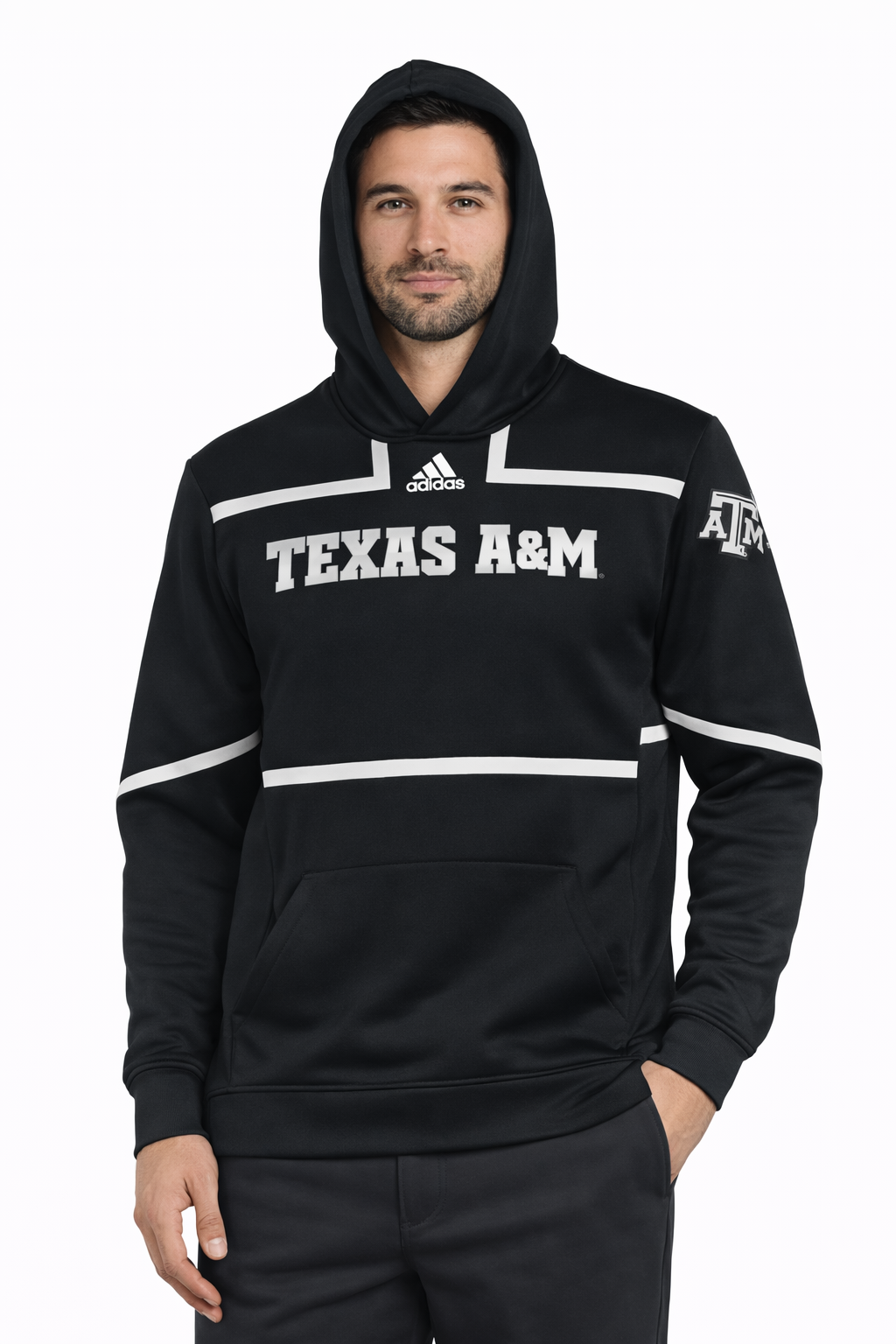 Aggie Football Exclusive Black/White Adidas Hoodie
