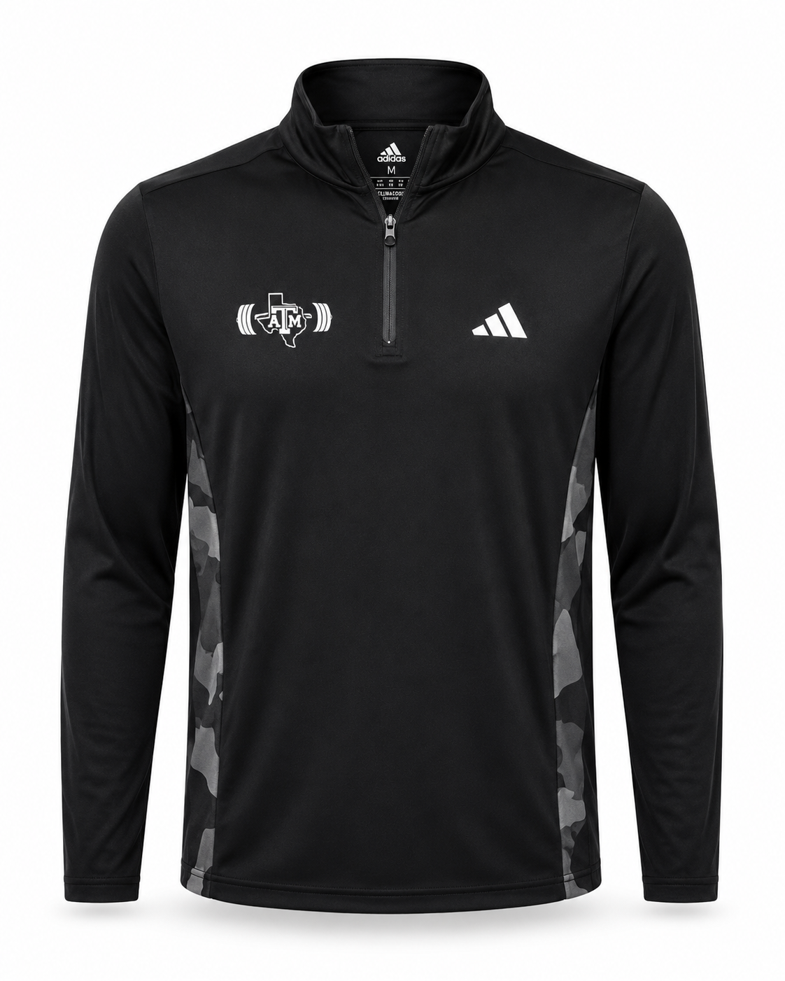Aggie Coaches Exclusive Black/Camo Adidas Strength and Conditioning Quarter Zip (New Arrival)