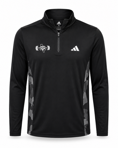 Aggie Coaches Exclusive Black/Camo Adidas Strength and Conditioning Quarter Zip (New Arrival)