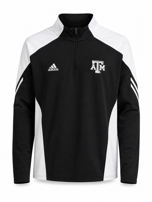 Aggie Football Exclusive Vintage Cotton Bowl Classic 75th Anniversary Black Adidas Quarter Zip (New Arrival)