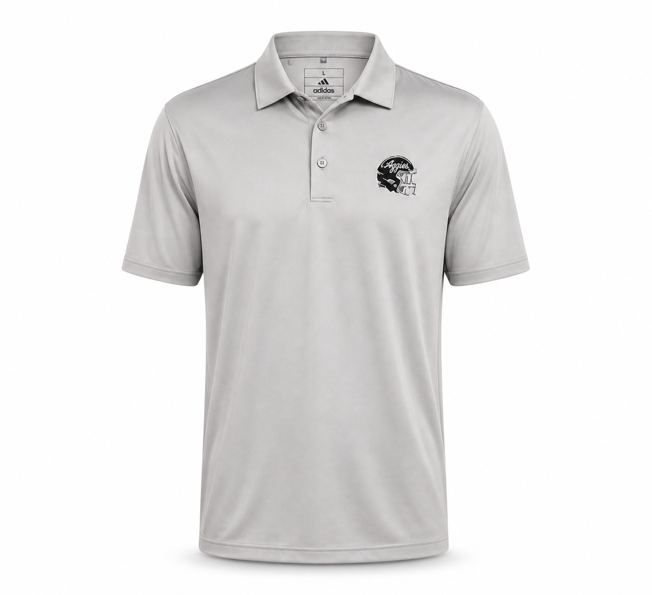 Aggie Football Coaches Exclusive Grey Adidas Aggie Script Polo (New Arrival)
