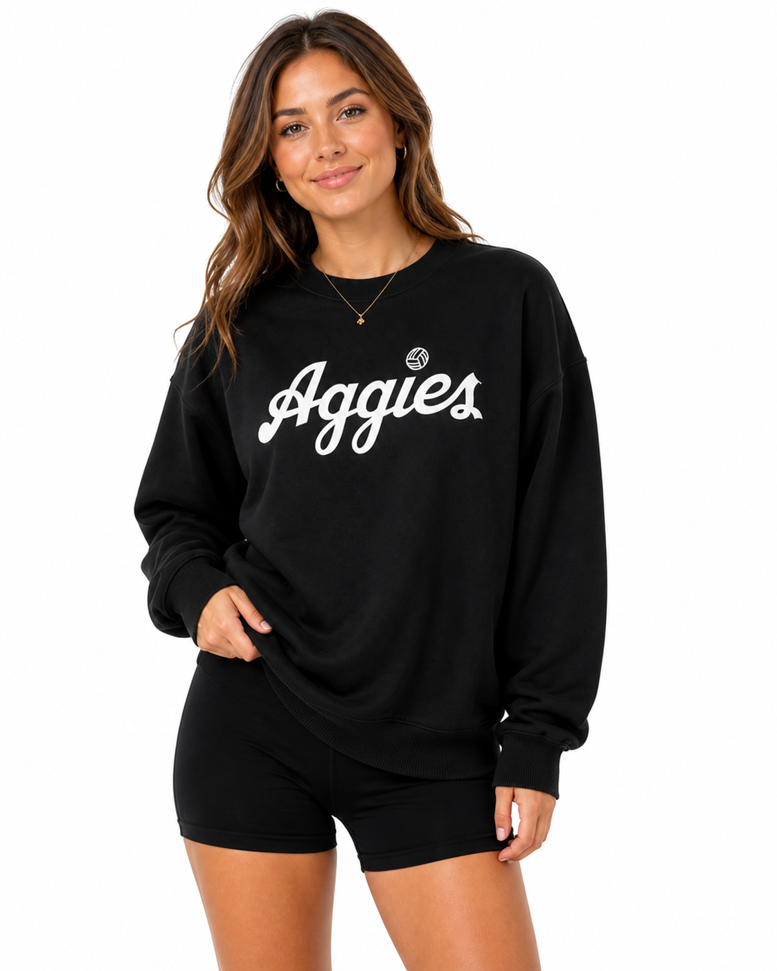 Aggie Volleyball Issued Black Aggie Script Sweatshirt (New Arrival)