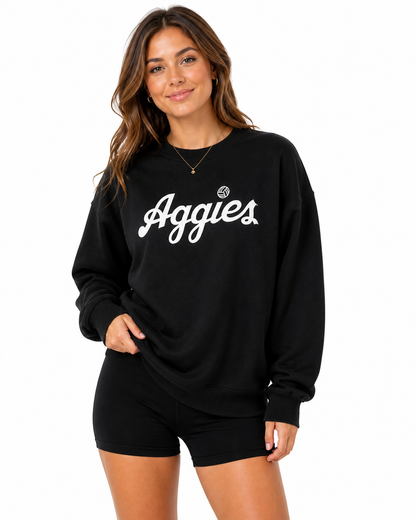 Aggie Volleyball Issued Black Aggie Script Sweatshirt (New Arrival)