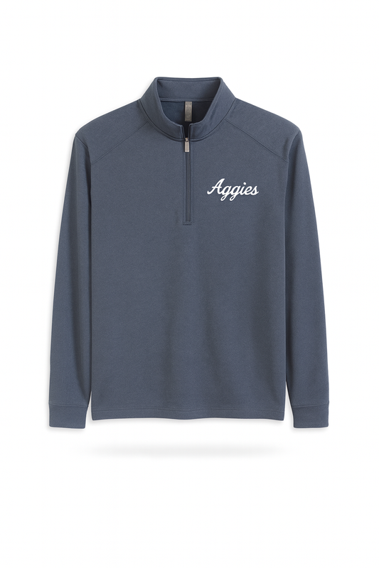 Aggie Football Coaches Exclusive Blue Adidas Aggie Script Quarter Zip (New Arrival)