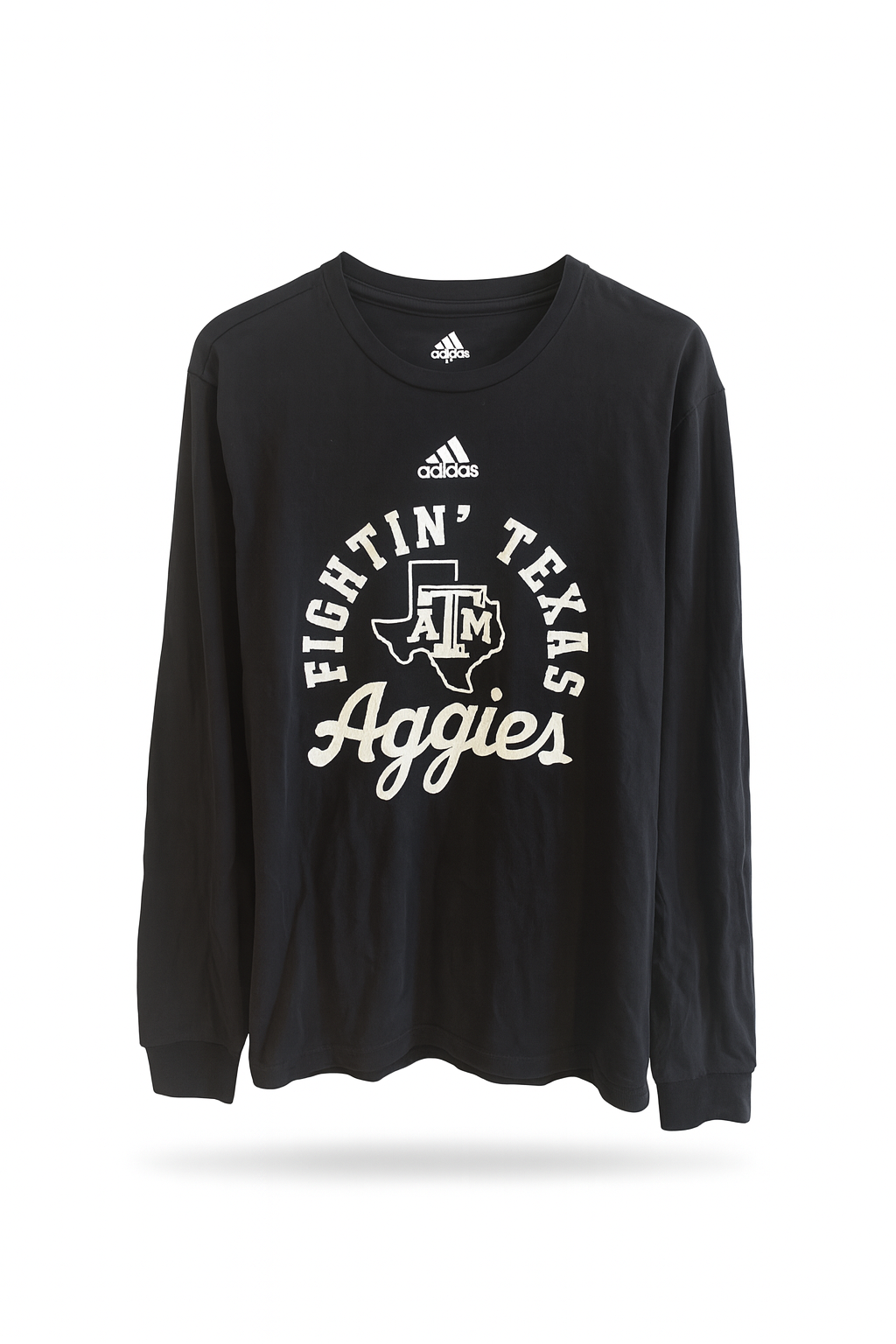 Aggie Football Issued Black Adidas Aggie Script Long Sleeve (New Arrival)
