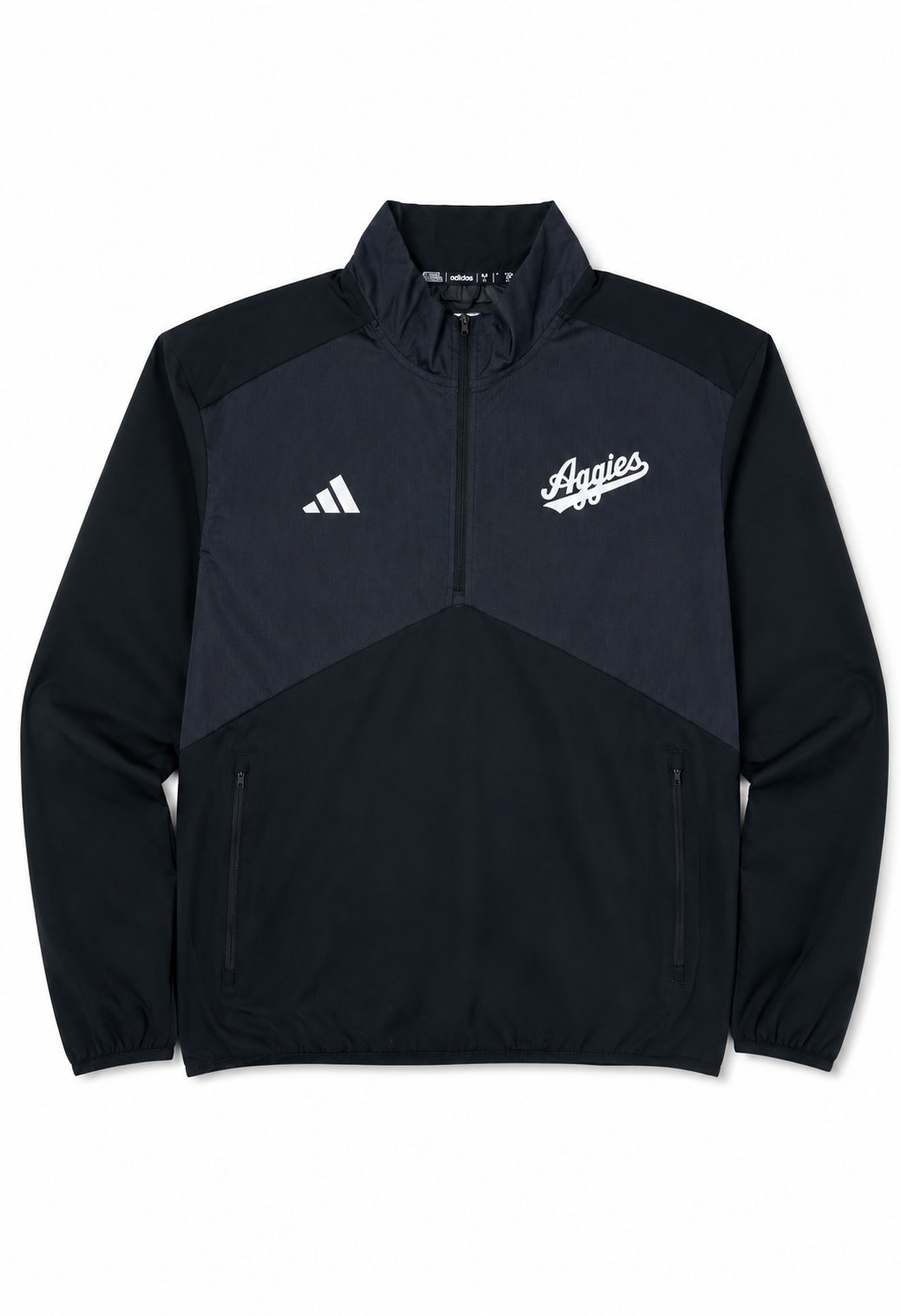 Aggie Football Exclusive Black On Black Adidas Windbreaker Aggie Script (New Arrival)