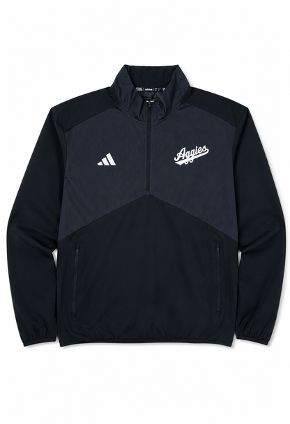 Aggie Football Exclusive Black On Black Adidas Windbreaker Aggie Script (New Arrival)