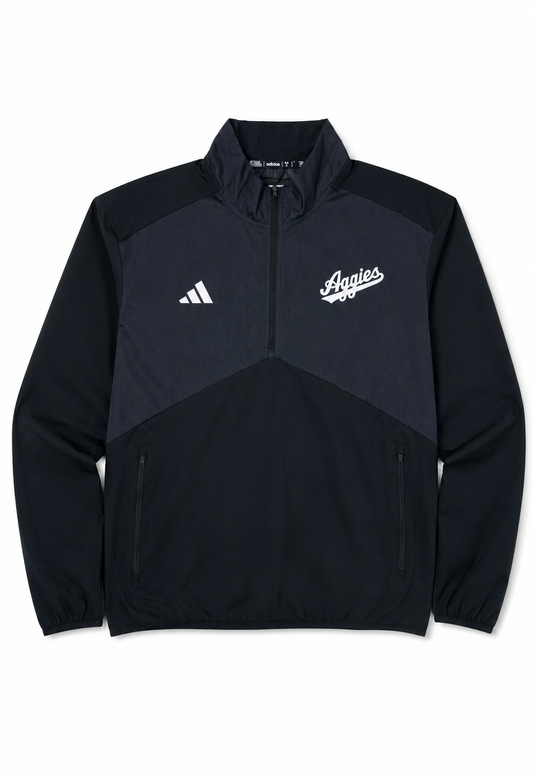 Aggie Football Exclusive Black On Black Adidas Windbreaker Aggie Script (New Arrival)