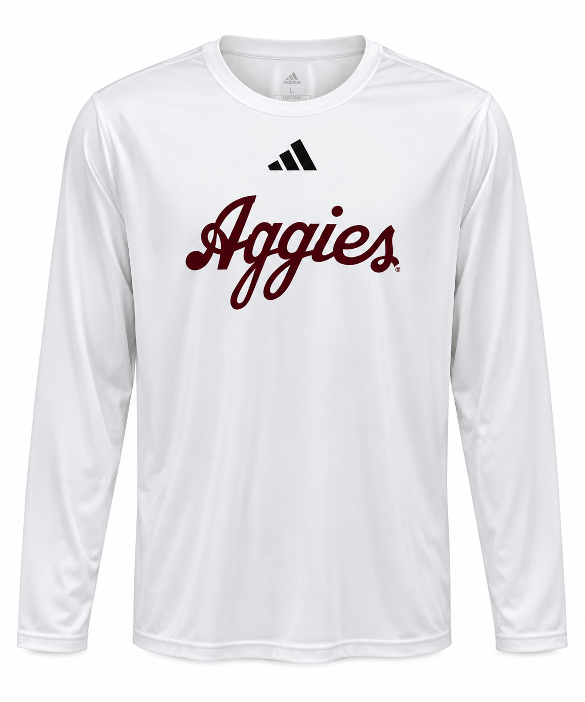 Aggie Football Exclusive White Adidas Aggie Script Long Sleeve (New Arrival)