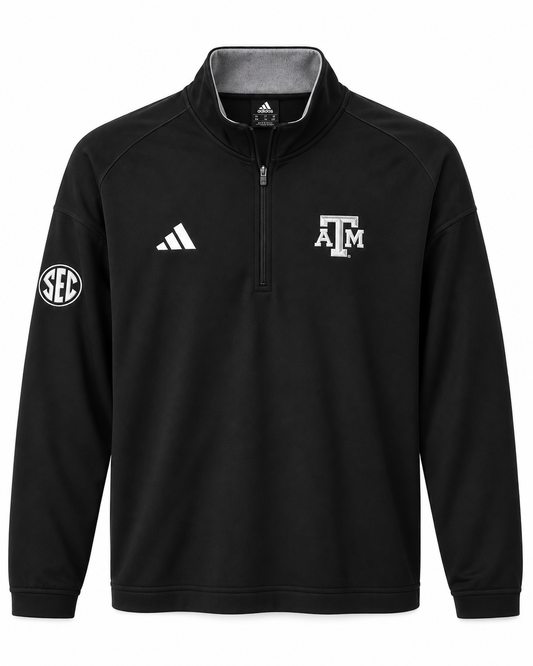 Aggie Football Coaches Exclusive Black Adidas Quarter Zip (SEC Patch) (New Arrival)
