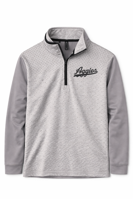 Aggie Football Coaches Exclusive Grey Aggie Script Quarter Zip (New Arrival)