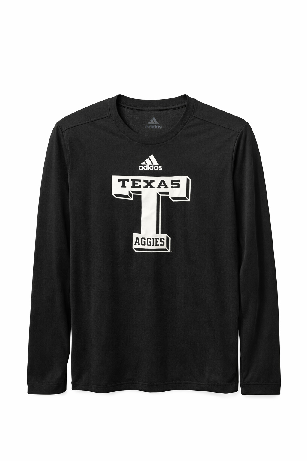Aggie Football Issued Black Adidas Block T Long Sleeve (New Arrival)