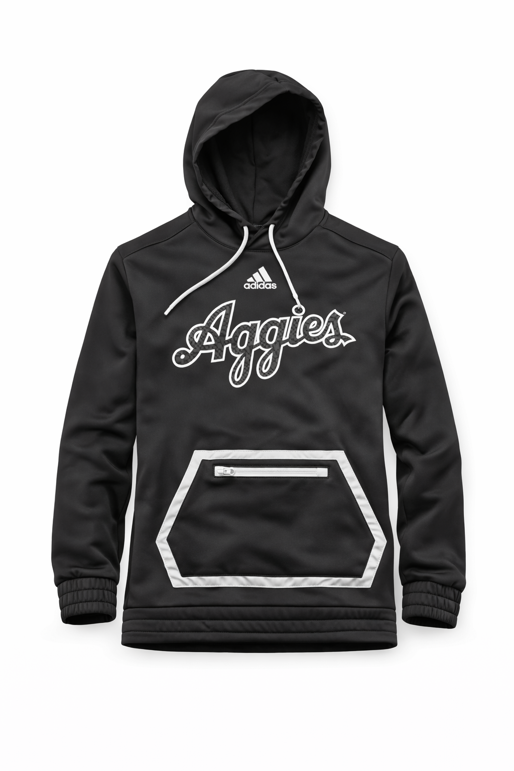 Aggie Football Exclusive Black Adidas Aggie Script Hoodie (New Arrival)