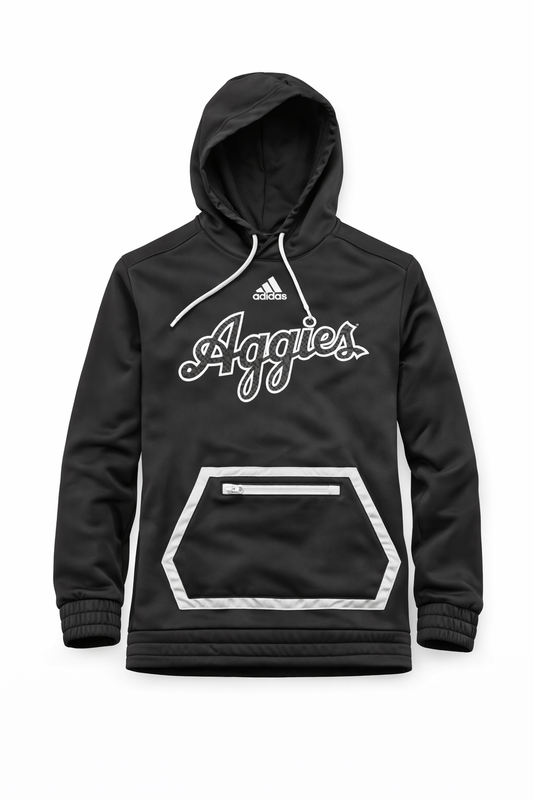 Aggie Football Exclusive Black Adidas Aggie Script Hoodie (New Arrival)