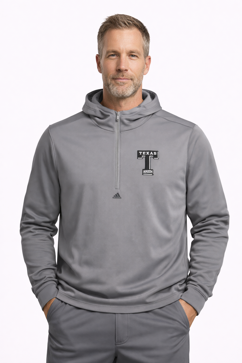 Aggie Football Coaches Exclusive Grey Block T Hoodie (New Arrival)