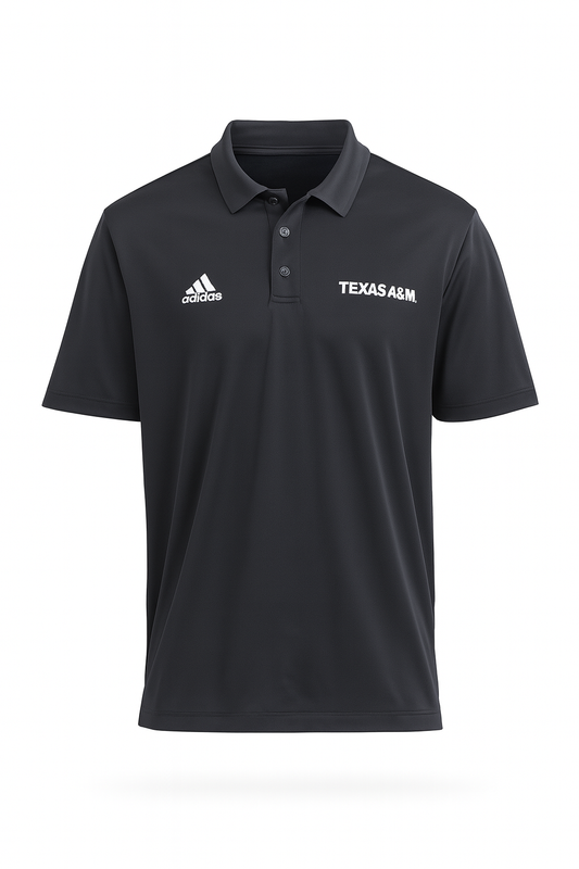 Aggie Football Issued Black Adidas Polo (New Arrival)