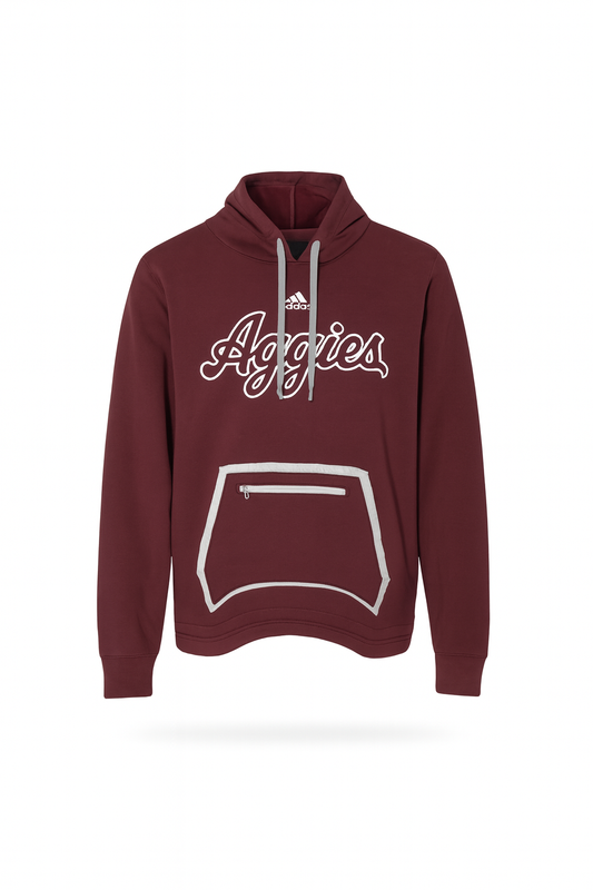 Aggie Football Issued Maroon Adidas Aggie Script Hoodie (New Arrival)