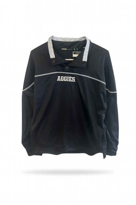Aggie Football Black Adidas Henley Long Sleeve (New Arrival)