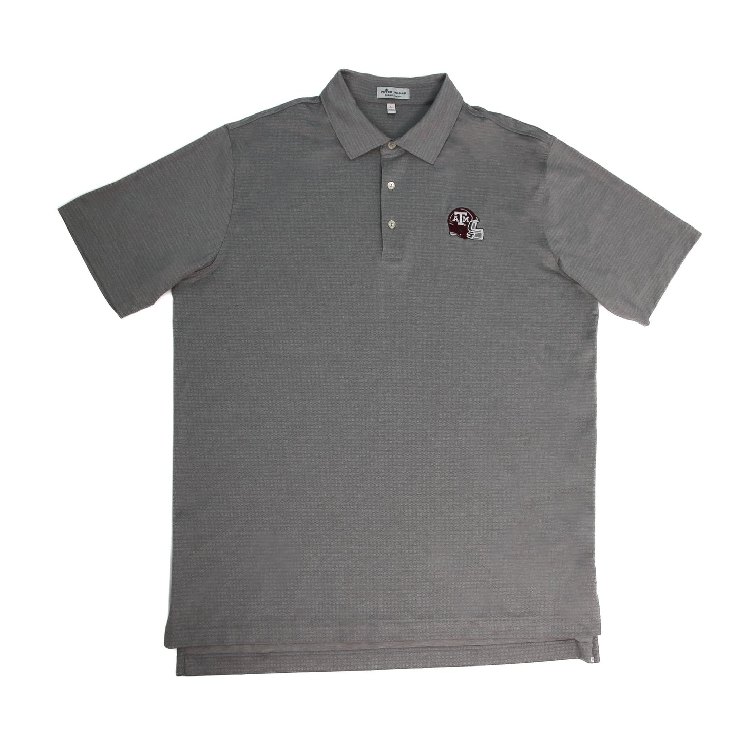 Aggie Football Coaches Exclusive Peter Millar Grey Stripped Polo