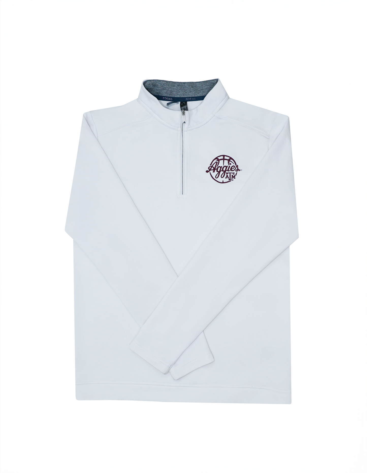 Aggie Basketball Exclusive White Aggie Script Adidas Quarter Zip