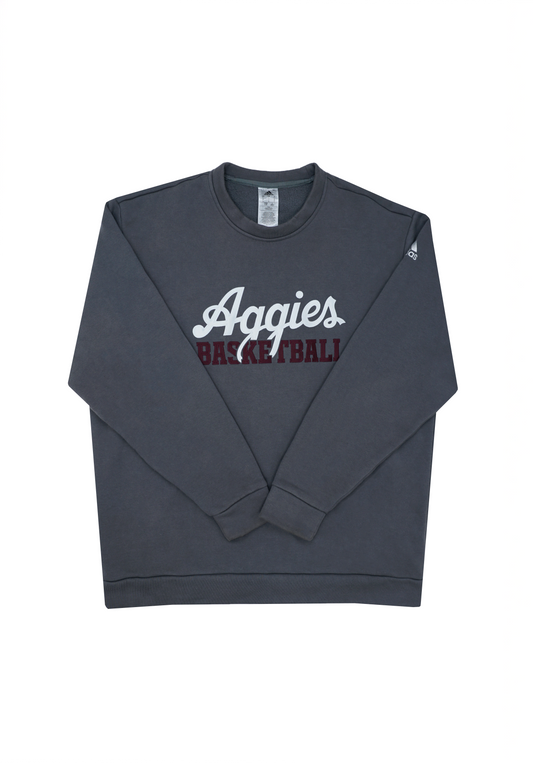 Aggie Basketball Exclusive Aggie Script Grey Adidas Sweatshirt