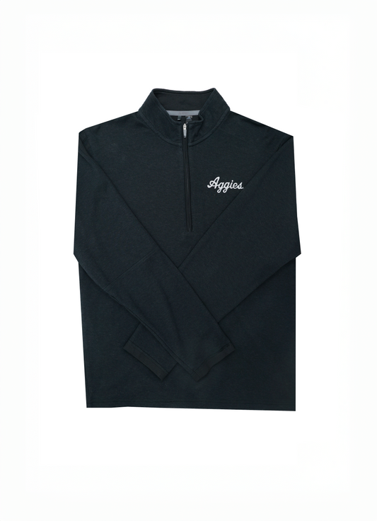 Aggie Football Issued Black Adidas Quarter Zip Aggie Script (New Arrival)