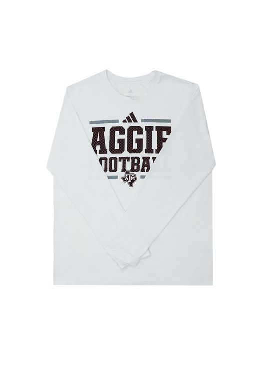 Aggie Football Issued Adidas White Long Sleeve (New Arrival)