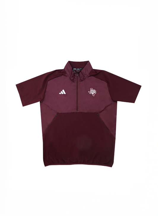 Aggie Football Coaches Issued Adidas Maroon Short Sleeve Windbreaker (New Arrival)